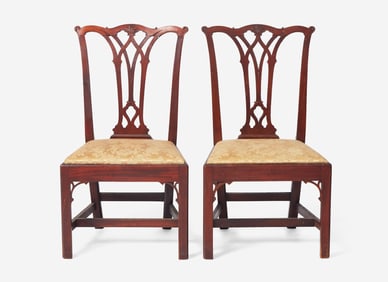 A pair of Chippendale carved mahogany side chairs, Philadelphia, PA, circa 1770