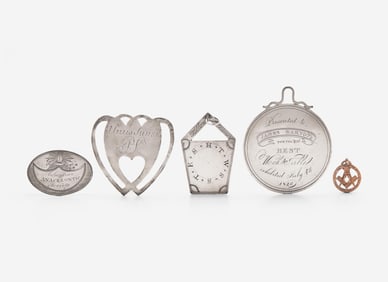 A collection of five silver or gold fraternal or society medals / jewels, various makers, late 18th