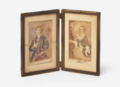 A pair of portrait miniatures: George and Martha Washington, After John Wollaston (1710-1775) and