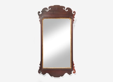 A Queen Anne mahogany and giltwood looking glass, last half 18th century