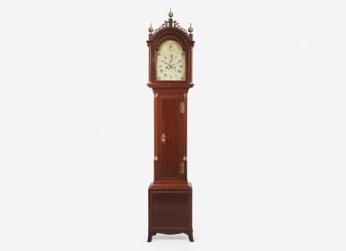 A Federal mahogany tall case clock, dial signed "Job White, Richmond," made in Massachusetts, market