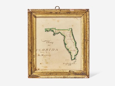 American School 19th century, A School Girl Map of Florida