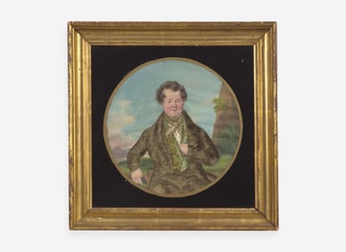 An embroidered portrait of a gentleman, first third 19th century