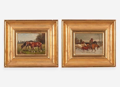 Scott Leighton (1847-1898), Winter Roundup and Spring in the Pasture