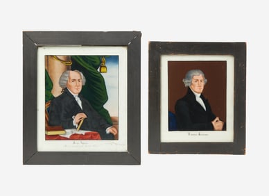 After Gilbert Stuart (1755-1828), Two Presidential portraits: John Adams and Thomas Jefferson