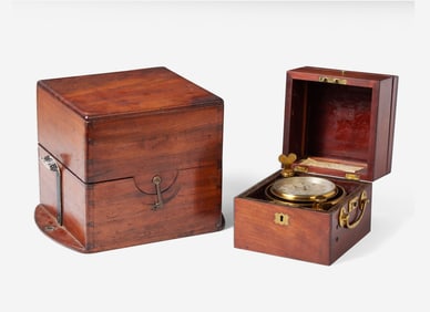 A brass and mahogany marine chronometer, Bliss & Creighton, New York, NY, retailed by Geary & Weale,