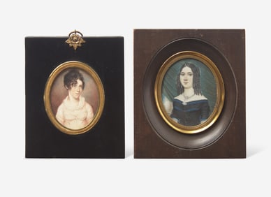 American or Continental School 19th century, Two portrait miniatures of young ladies
