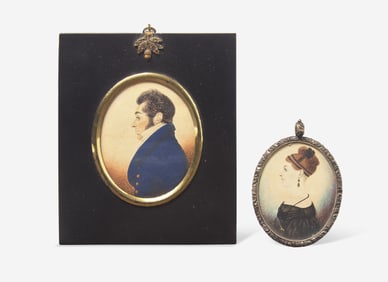 J.H. Gillespie (active 1829-1838), Two portrait miniatures: A Lady and a Gentleman, circa 1835