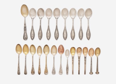 A collection of twenty-two sterling silver coffee or tea spoons, Tiffany & Co., New York, NY, circa
