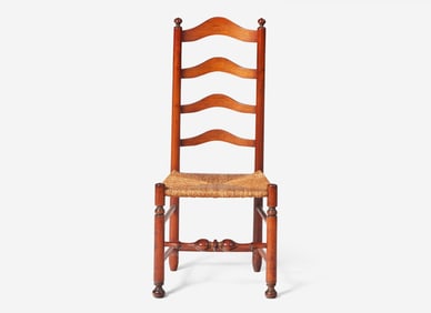 A ladderback rush-seat side chair, West Chester, PA, late 18th century