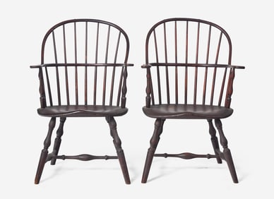 A pair of painted sack-back Windsor armchairs, Philadelphia, PA or New Jersey, late 18th century
