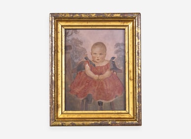 American School 19th century, Portrait Miniature of an Infant in High Chair