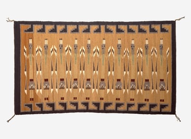 A Navajo woven pictorial Yei weaving, mid-20th century
