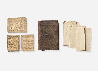 A tooled, dated and initialed leather pocketbook, belonging to Robert Morris, Sr. (1711-1750) and Ro