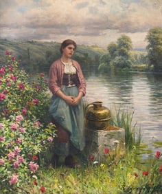 Daniel Ridgway Knight (American, 1839-1924) - Among the Poppies