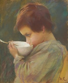 Mary Cassatt (American, 1844-1926) - Child Drinking Milk from a Bowl