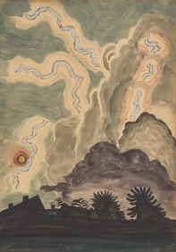 Charles Burchfield (American, 1893-1967) - A Flash of Lightning at Moonrise