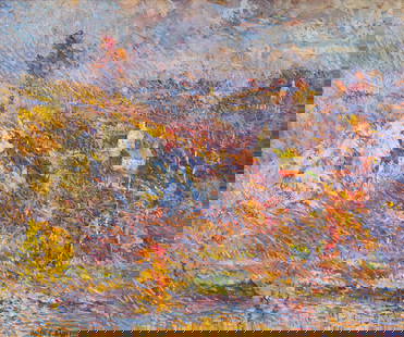 John Pierce Barnes (American, 1893-1954) - Untitled (Old Quarry): John Pierce Barnes (American, 1893-1954) - Untitled (Old Quarry) Signed ‘JOHN P. Barnes’ bottom right; also with the "John P. Barnes Estate' stamp on stretcher verso, oil on canvas 20 1/8