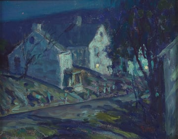 George William Sotter (American, 1879-1953) - Moonlight - New Hope; with Sea Study verso (A
