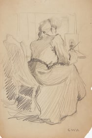 Clifford W. Ashley (American, 1881-1947) - Woman Writing at Desk