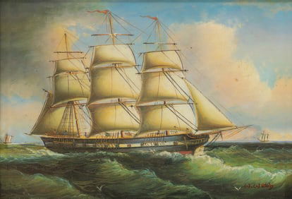 After William Edward Webb (British, 1862-1903) - A Three-Mast Ship