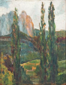 Arthur Beecher Carles (American, 1882-1952) - French Landscape with Cypress Trees