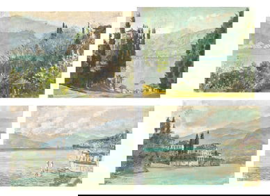 Anna Richards Brewster (American, 1870–1952) - A Set of Four Italian Lake Sketches