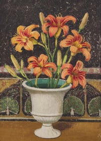 Emma Fordyce MacRae (American, 1887–1974) - Orange Lilies in White Vase