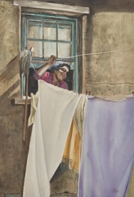 Columbus Knox (American, 1923-1999) - Hanging Laundry