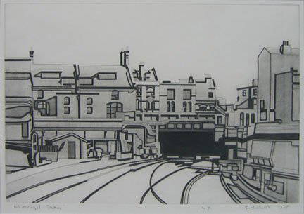 SIDNEY HURWITZ, (AMERICAN B. 1932), 'WHITE CHAPEL: SIDNEY HURWITZ (AMERICAN B. 1932) 'WHITE CHAPEL STATION' 1974, pencil signed, titled, dated and numbered in the margin, etching and aquatint; together with a companion print by the same hand 'THAMES