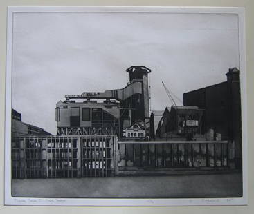SIDNEY HURWITZ, (AMERICAN B. 1932), 'THAMES SERIE: SIDNEY HURWITZ (AMERICAN B. 1932) 'THAMES SERIES II - POWER STATION' 1975, edition of 30. Pencil signed, titled, dated and numbered in the margin, etching and aquatint 19 1/2 x 23 3/4 in. (49.53