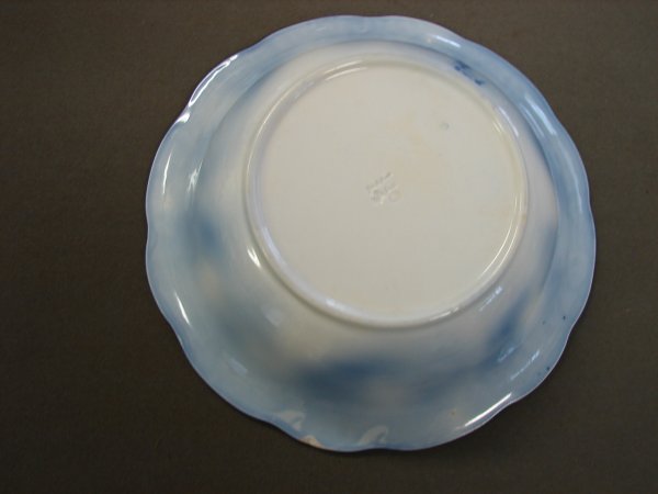 Lois flow blue bowl, 8" dia., knick on front side, - 2