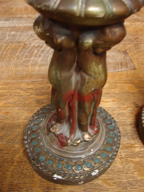 Pair of plaster decorative candlelights with 3 che - 2