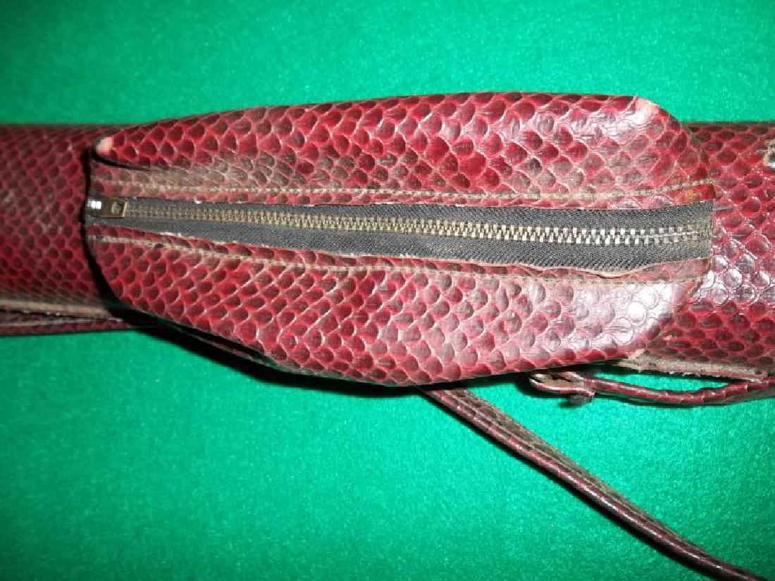 Meucci Originals Pool Cue, 2 piece, 58", shaft is: Meucci Originals Pool Cue, 2 piece, 58", shaft is worn, hard red case It's George V, with pocket and strap, worn case, 33" l,worn, hard red case It's George V, with pocket and strap, worn case, 33" l