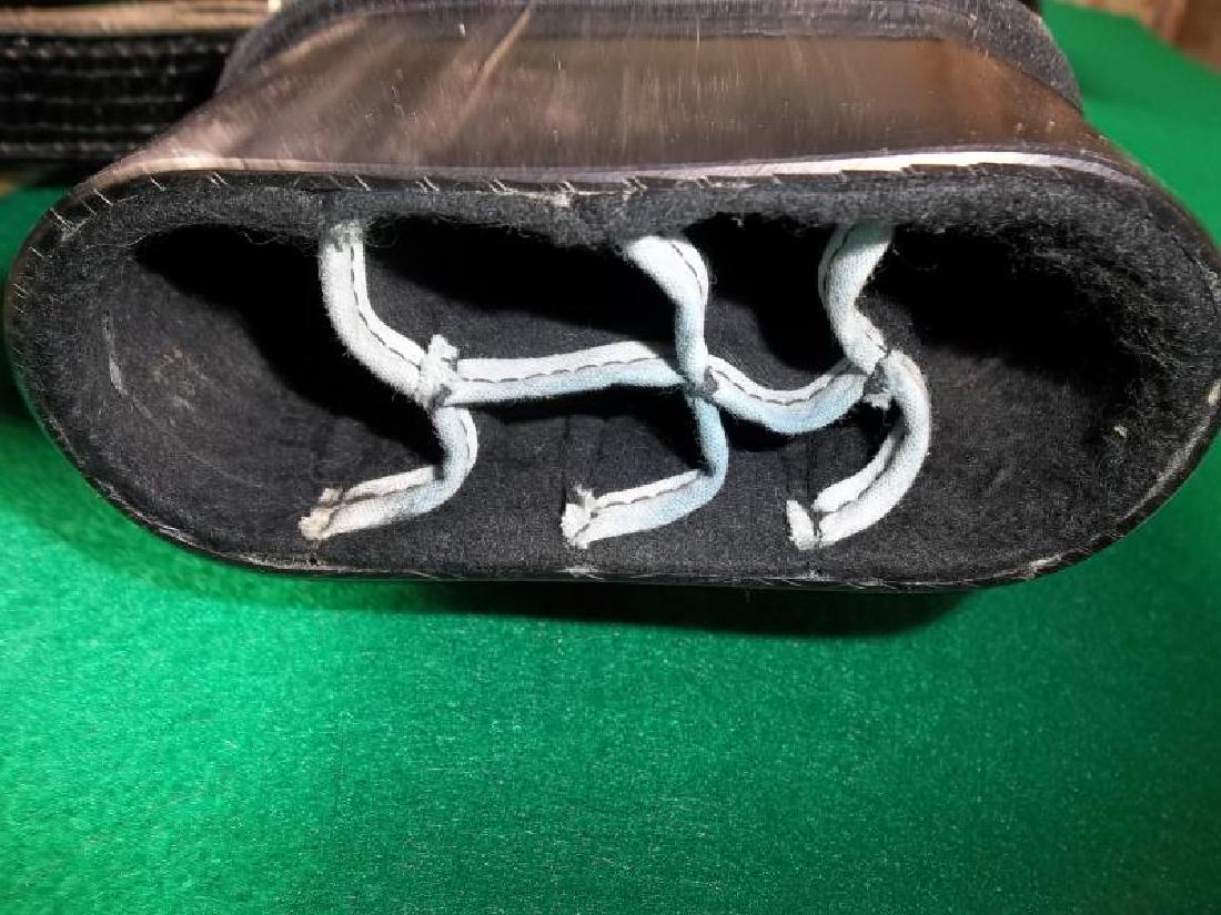 Joss Pool Cue, 3 piece, 1 butt and 2 shafts, with: Joss Pool Cue, 3 piece, 1 butt and 2 shafts, with plastic screw cap covers, 58", butt is scratched, It's George black hard case with pocket and strap, multi compartmental, 33.25" l,plastic screw cap c