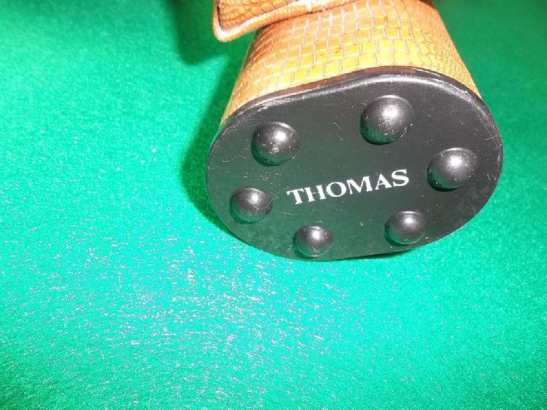 Palmer Custom Cue, 2 piece, 58", 19 oz, pearl: Palmer Custom Cue, 2 piece, 58", 19 oz, pearl inlay, 2 pc hard tanThomas faux snakeskin style case with pocket and strap, 33" l,inlay, 2 pc hard tanThomas faux snakeskin style case with pocket and str