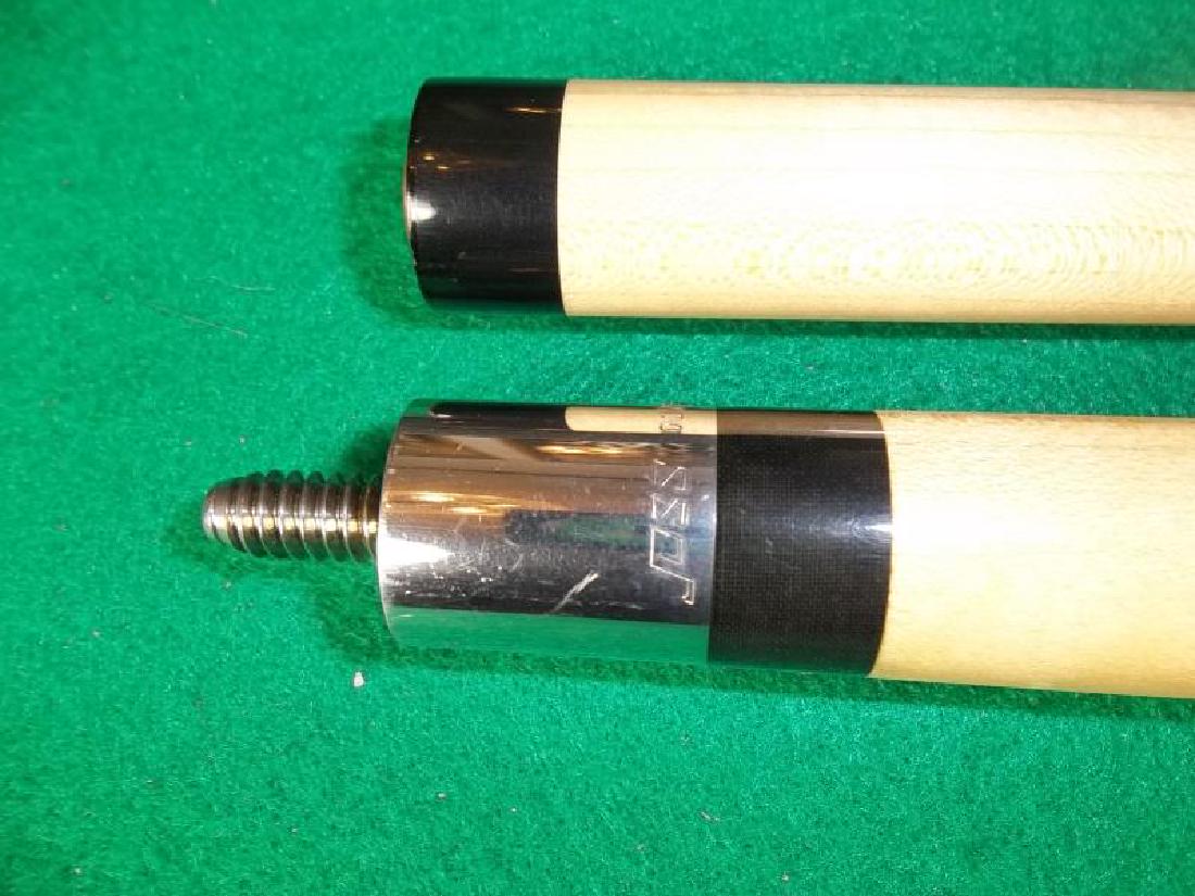 Joss Pool Cue , 2 piece, 58", stamped only on the: Joss Pool Cue , 2 piece, 58", stamped only on the collar joint "Joss 01759", not on butt sleeve, wood and pearl inlay,ferrule had dents, hard black case, rusted and dirty, 31.25"l,collar joint "Joss 0