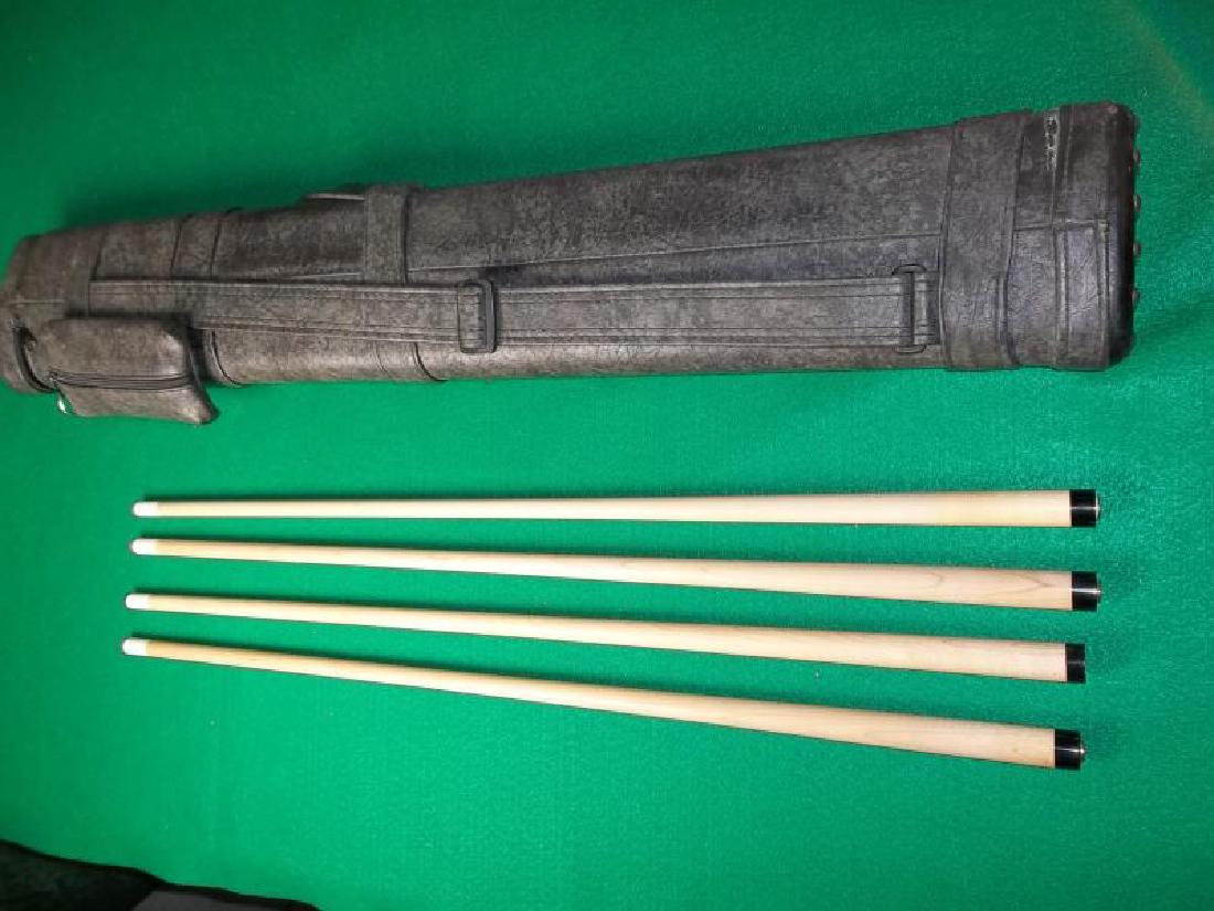 4 Shafts, 29" l each and hard multi color: 4 Shafts, 29" l each and hard multi color Giuseppe case with pocket, strap and handle, worn and tears in vinyl, 33.75" l,Giuseppe case with pocket, strap and handle, worn and tears in vinyl, 33.75" l