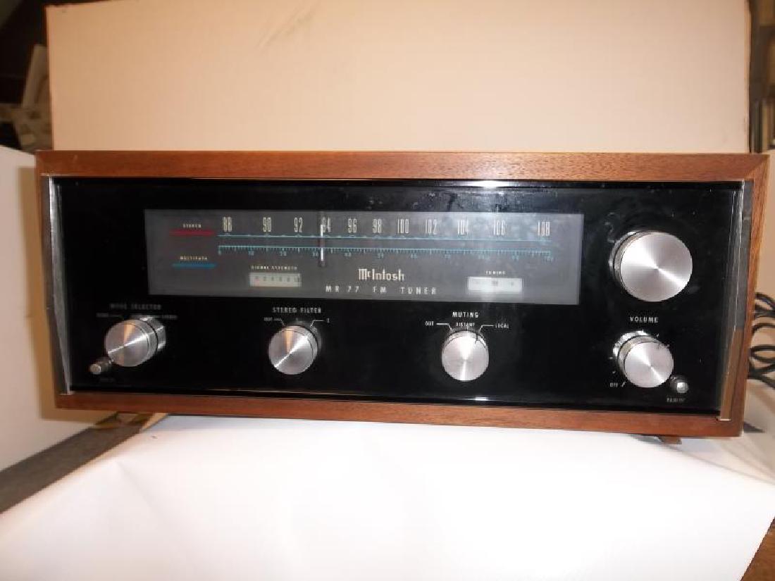 McIntosh MR 77, FM Tuner, cage, wood case, s #: McIntosh MR 77, FM Tuner, cage, wood case, s # 27Y58, tested - powers up,27Y58, tested - powers up
