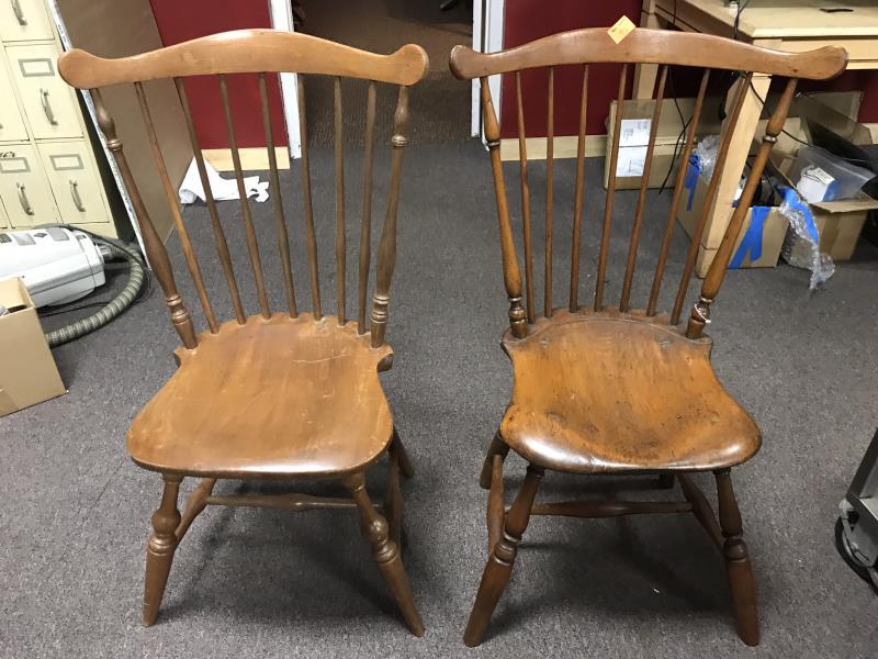(2) Two Comb Back Windsor Chairs (Stamped E.Tracy): (2) Two Comb Back Windsor Chairs (Stamped E.Tracy)