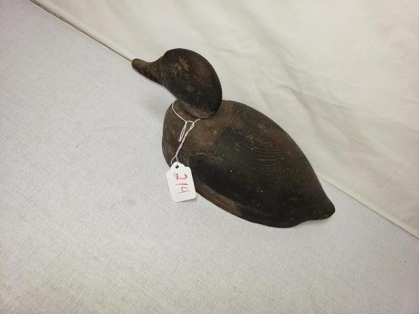 Duck Decoy, Wooden, Carved Wings, Metal Eyes, 12" x (1 of 4)