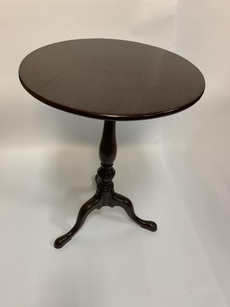 Candle Stand, mahogany, Queen Anne round top, pad foot,: round top, pad foot, turned center post, 29" t x 20" top diameter
