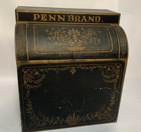 Coffee Container, Penn Brand scratches, 22" t x 12 1/2": scratches, 22" t x 12 1/2" d x 19 1/2" w