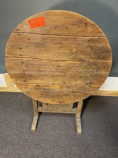 French Wine Tasting Table swing support, worm holes,: swing support, worm holes, top split, natural wood, 26" t x 32" d