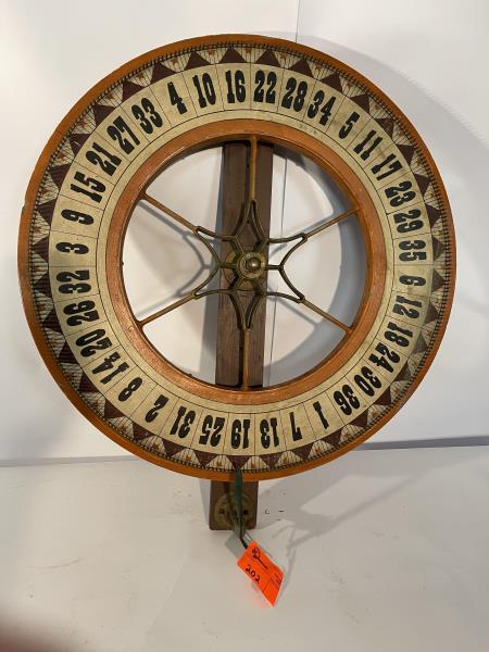 Money Gaming Wheel painted, double sided, 36 numbers,: painted, double sided, 36 numbers, orange frame, 25" dia