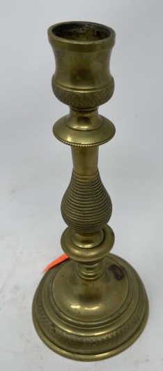 French Candlestick Holder, brass, 10 1/2" t x 4 3/4": brass, 10 1/2" t x 4 3/4" base dia