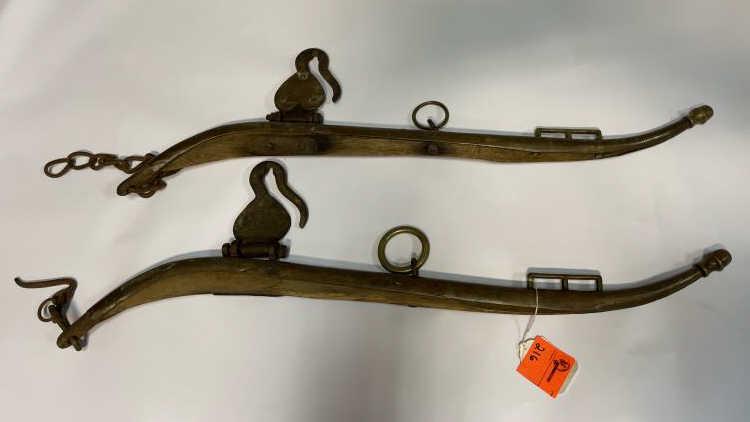 Pair of Horse Hains with brass heart cut outs, 31": with brass heart cut outs, 31"