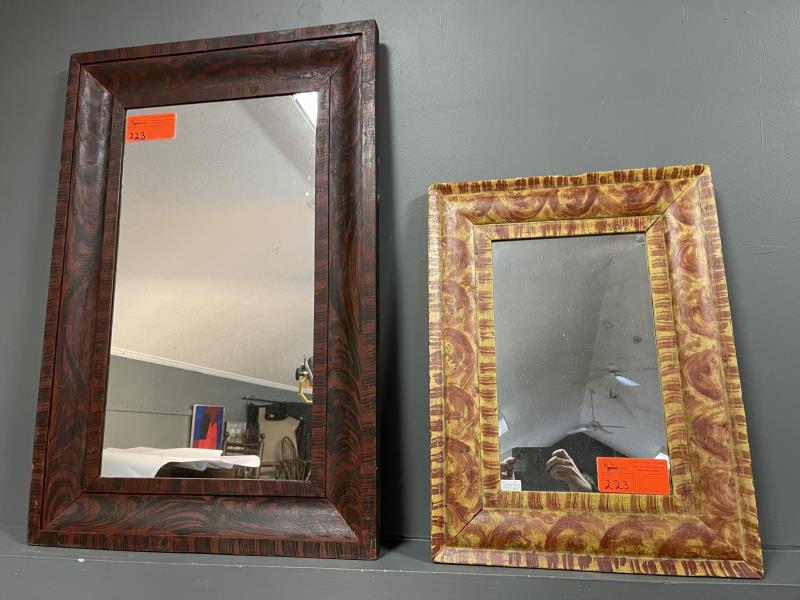 2 Ogee Mirrors, sponge painted, some scratches and: sponge painted, some scratches and imperfections, 25' x 18 1/2" and 37" x 25"