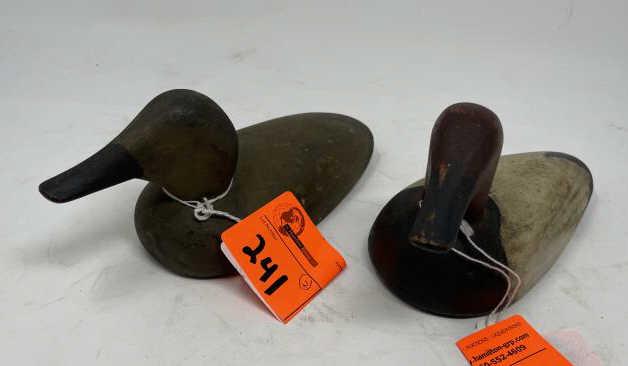 2 Duck Decoys half-sized, 4" t x 8" and 3 1/2" w: half-sized, 4" t x 8" and 3 1/2" w