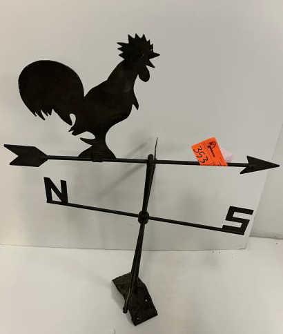 Weathervane, Silhouette rooster with directional Metal,: Metal, 30" tall x 21" arrow